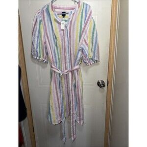 NWT GAP Women's Rainbow Linen cotton blend colorful multicolor shift dress XXL